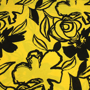 Tissu jersey de viscose jaune aux grandes fleurs noires - COLLECTION ETHNIQUE - TissusPapi.com