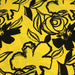 Tissu jersey de viscose jaune aux grandes fleurs noires - COLLECTION ETHNIQUE - Oeko-Tex