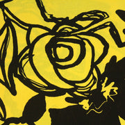 Tissu jersey de viscose jaune aux grandes fleurs noires - COLLECTION ETHNIQUE - TissusPapi.com