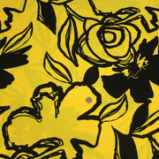 Tissu jersey de viscose jaune aux grandes fleurs noires - COLLECTION ETHNIQUE - TissusPapi.com
