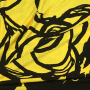 Tissu jersey de viscose jaune aux grandes fleurs noires - COLLECTION ETHNIQUE - TissusPapi.com