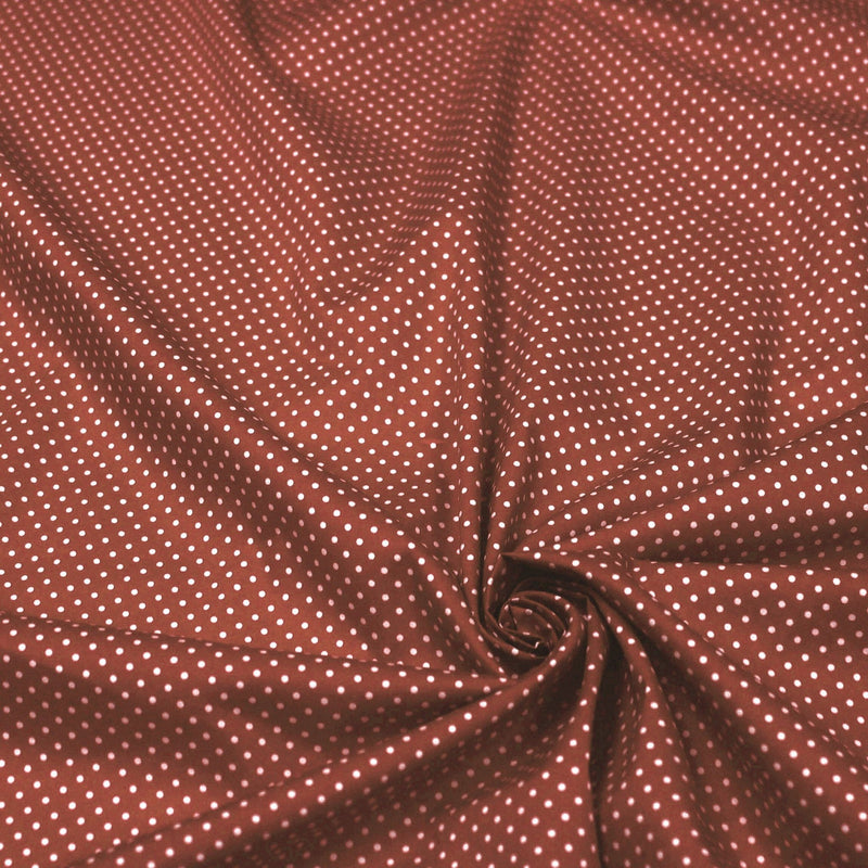 Tissu popeline de coton orange rouille à pois blancs - COLLECTION POLKA DOT - Oeko - Tex - TissusPapi.com