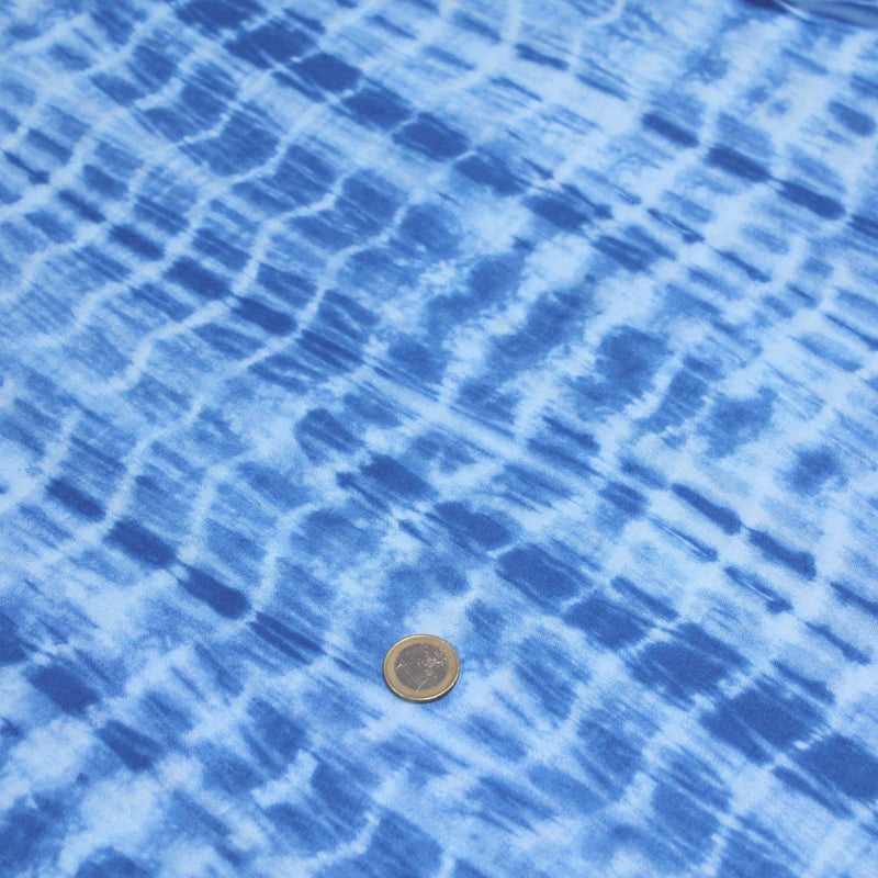 Tissu de coton tie & dye bleu des mers - TissusPapi.com