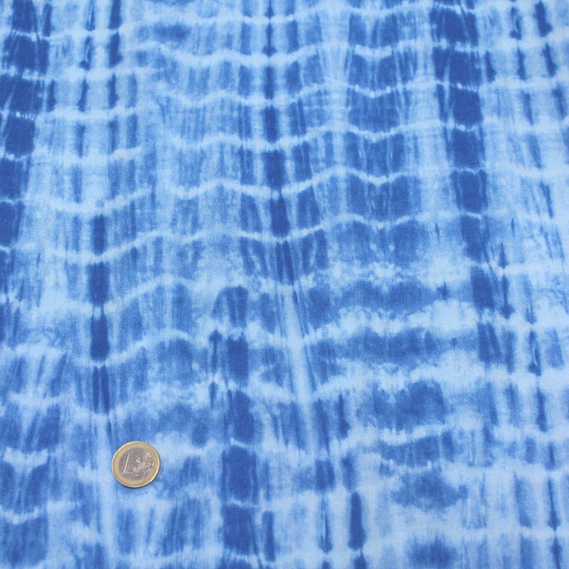 Tissu de coton tie & dye bleu des mers - TissusPapi.com