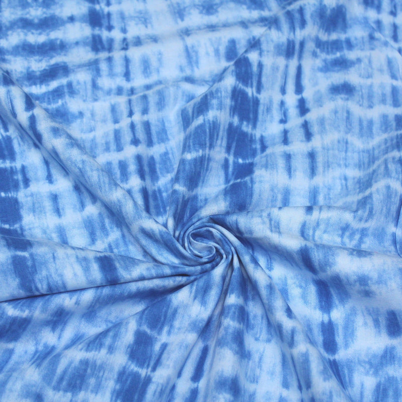 Tissu de coton tie & dye bleu des mers - TissusPapi.com