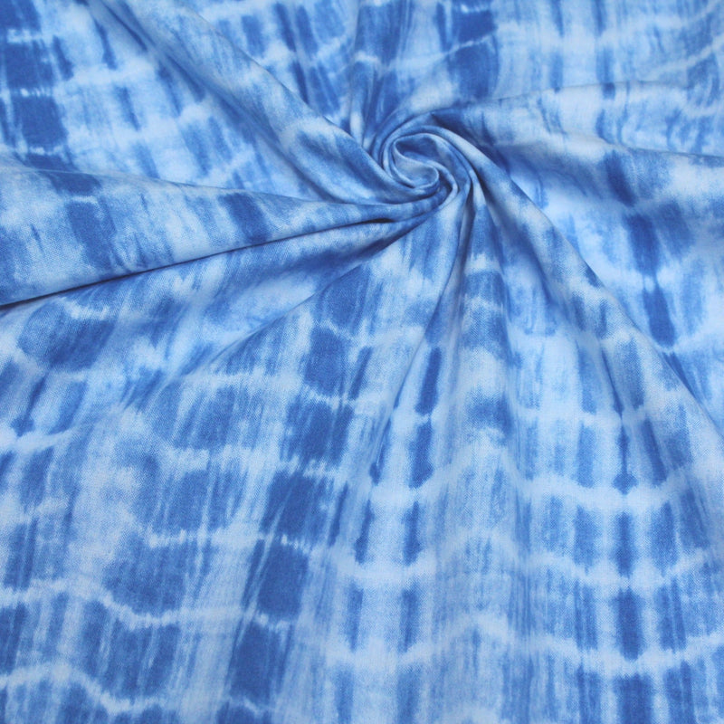 Tissu de coton tie & dye bleu des mers - TissusPapi.com