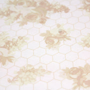 Tissu popeline coton WIMBLEDON, fond nid d'abeille & fleurs jaune pâle, motif britannique - TissusPapi.com