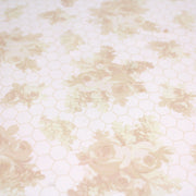 Tissu popeline coton WIMBLEDON, fond nid d'abeille & fleurs jaune pâle, motif britannique - TissusPapi.com