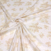 Tissu popeline coton WIMBLEDON, fond nid d'abeille & fleurs jaune pâle, motif britannique - TissusPapi.com