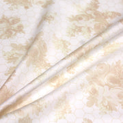 Tissu popeline coton WIMBLEDON, fond nid d'abeille & fleurs jaune pâle, motif britannique - TissusPapi.com