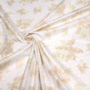 Tissu popeline coton WIMBLEDON, fond nid d'abeille & fleurs jaune pâle, motif britannique - TissusPapi.com