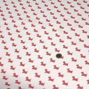 Tissu popeline de coton aux petits chiens vieux rose, fond blanc - TissusPapi.com