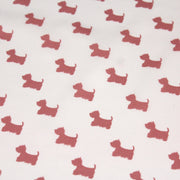 Tissu popeline de coton aux petits chiens vieux rose, fond blanc - TissusPapi.com