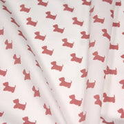 Tissu popeline de coton aux petits chiens vieux rose, fond blanc - TissusPapi.com
