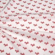 Tissu popeline de coton aux petits chiens vieux rose, fond blanc - TissusPapi.com