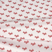 Tissu popeline de coton aux petits chiens vieux rose, fond blanc - TissusPapi.com