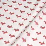 Tissu popeline de coton aux petits chiens vieux rose, fond blanc - TissusPapi.com
