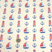 Tissu popeline de coton aux phares, bateaux et ancres de marine, fond écru - Oeko-Tex