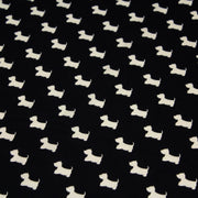Tissu popeline de coton aux petits chiens blancs, fond noir - TissusPapi.com