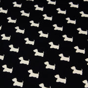Tissu popeline de coton aux petits chiens blancs, fond noir - TissusPapi.com