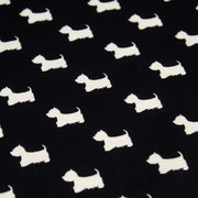 Tissu popeline de coton aux petits chiens blancs, fond noir - TissusPapi.com