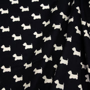 Tissu popeline de coton aux petits chiens blancs, fond noir - TissusPapi.com