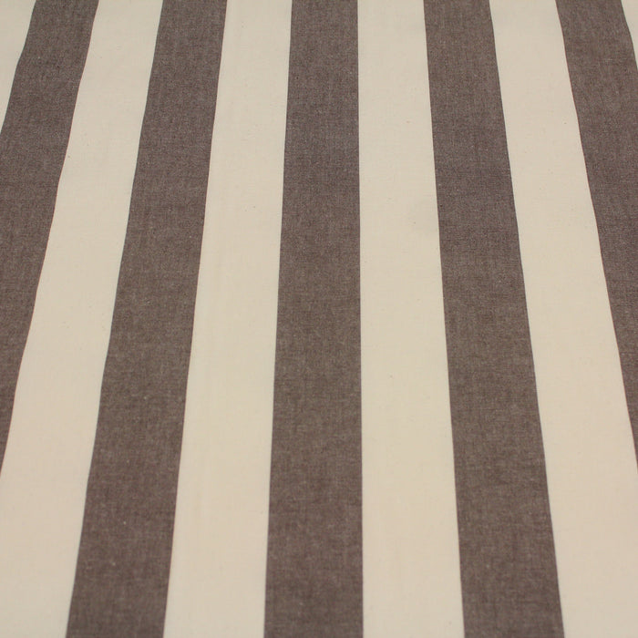 Tissu toile transat de coton HONFLEUR aux rayures marron & écrues - Fabrication française - tissuspapi