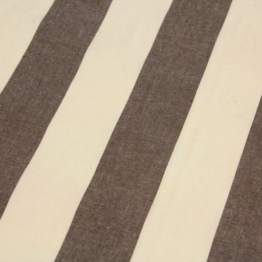Tissu toile transat de coton HONFLEUR aux rayures marron & écrues - Fabrication française