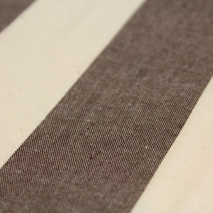 Tissu toile transat de coton HONFLEUR aux rayures marron & écrues - Fabrication française