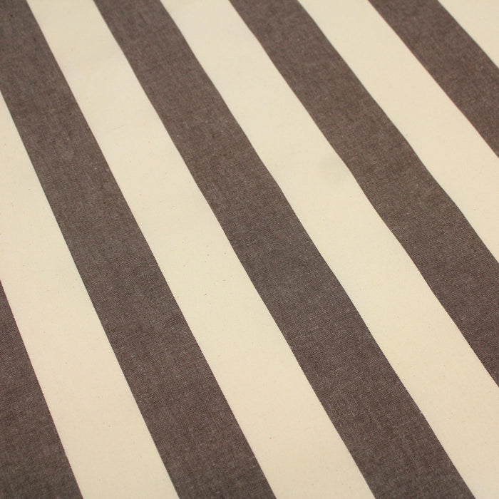 Tissu toile transat de coton HONFLEUR aux rayures marron & écrues - Fabrication française