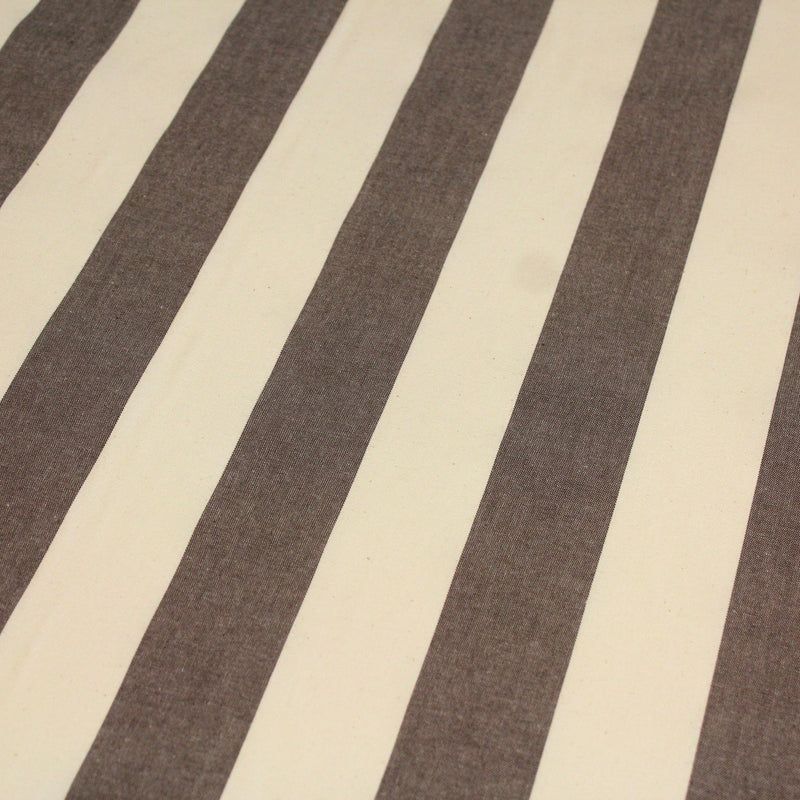 Tissu toile transat de coton HONFLEUR aux rayures marron & écrues - Fabrication française - TissusPapi.com