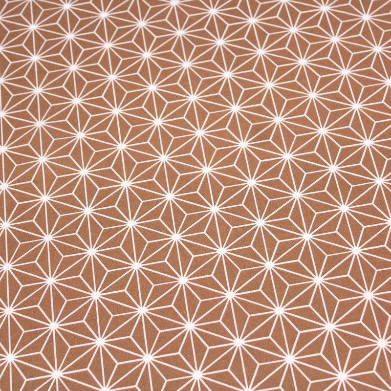 Tissu cotonnade motif traditionnel japonais des feuilles ASANOHA cassonade & blanc - STANDARD 100 OEKO - TEX - TissusPapi.com