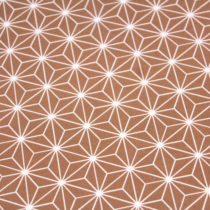 Tissu cotonnade motif traditionnel japonais des feuilles ASANOHA cassonade & blanc - STANDARD 100 OEKO - TEX - TissusPapi.com