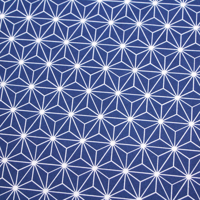 Tissu de coton motif traditionnel japonais des feuilles ASANOHA bleu roi & blanc - Oeko-Tex - tissuspapi