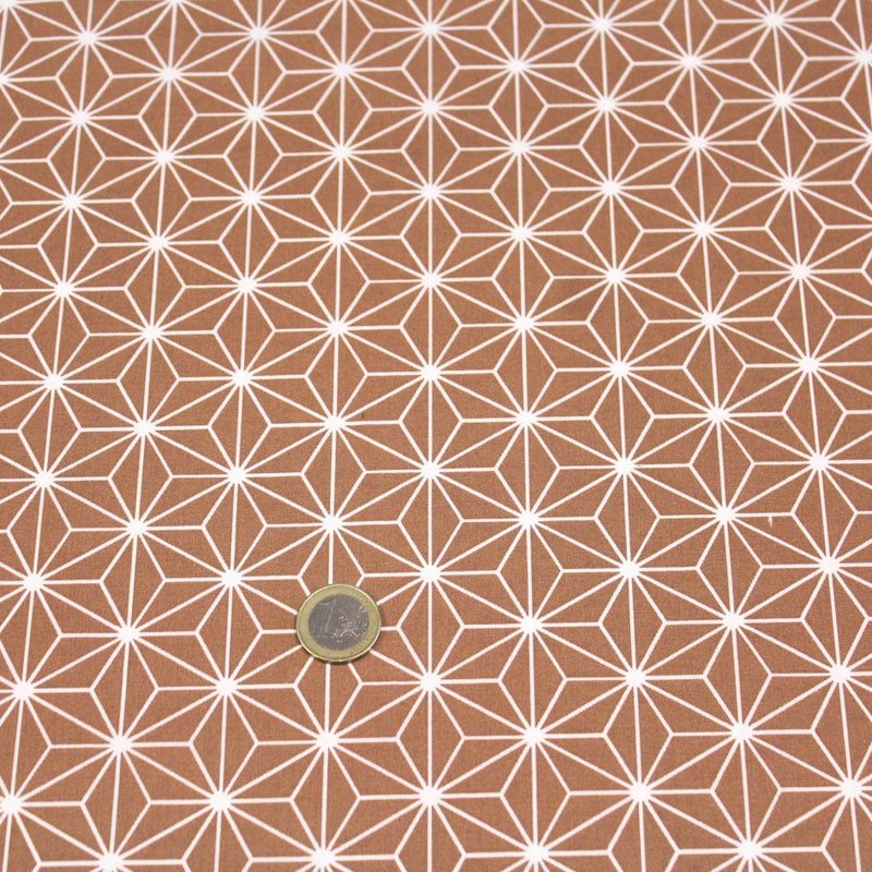 Tissu cotonnade motif traditionnel japonais des feuilles ASANOHA cassonade & blanc - STANDARD 100 OEKO - TEX - TissusPapi.com