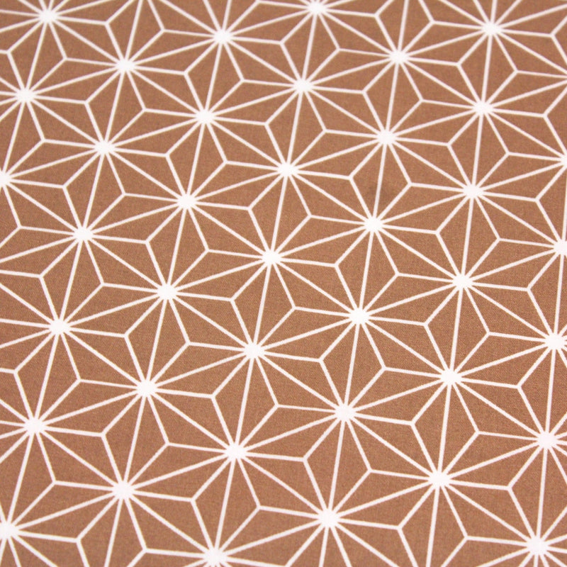 Tissu cotonnade motif traditionnel japonais des feuilles ASANOHA cassonade & blanc - STANDARD 100 OEKO - TEX - TissusPapi.com