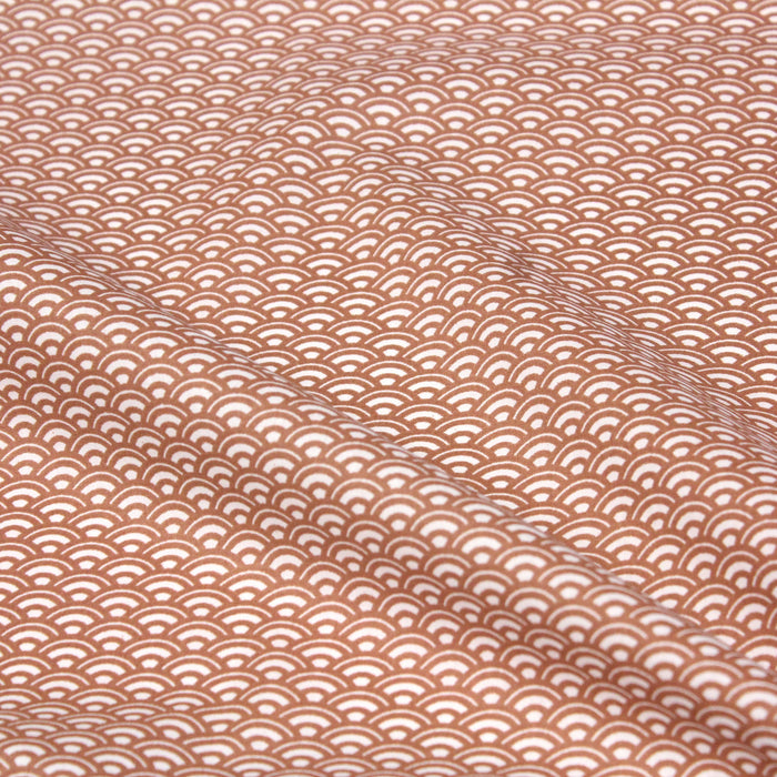 Tissu de coton motif traditionnel japonais vagues SEIGAIHA cassonade & blanc - Oeko-Tex