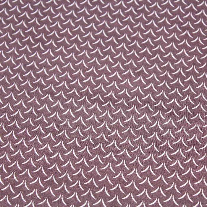 Tissu de coton aux motifs graphiques blancs, fond prune - OEKO-TEX® - tissuspapi
