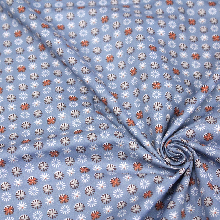 Tissu de coton AZULEJOS aux soleils multicolores, fond bleu horizon - OEKO-TEX®