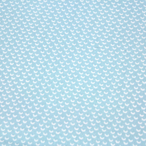 Tissu de coton aux petites lunes blanches, fond bleu ciel - OEKO-TEX® - tissuspapi