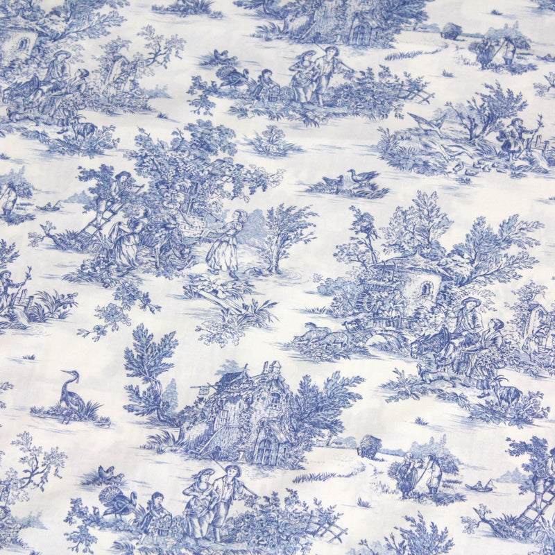 Tissu coton renforcé TOILE DE JOUY grande largeur 280cm : bleu, rouge, vert, gris - OEKO - TEX - TissusPapi.com