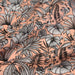 Tissu de coton JAVA aux fleurs & feuilles noires et blanches, fond corail - Oeko-Tex
