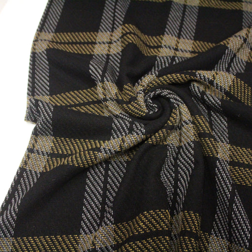 Tissu lainage à grands carreaux gris, ocres & noirs - Fabrication italienne - tissuspapi