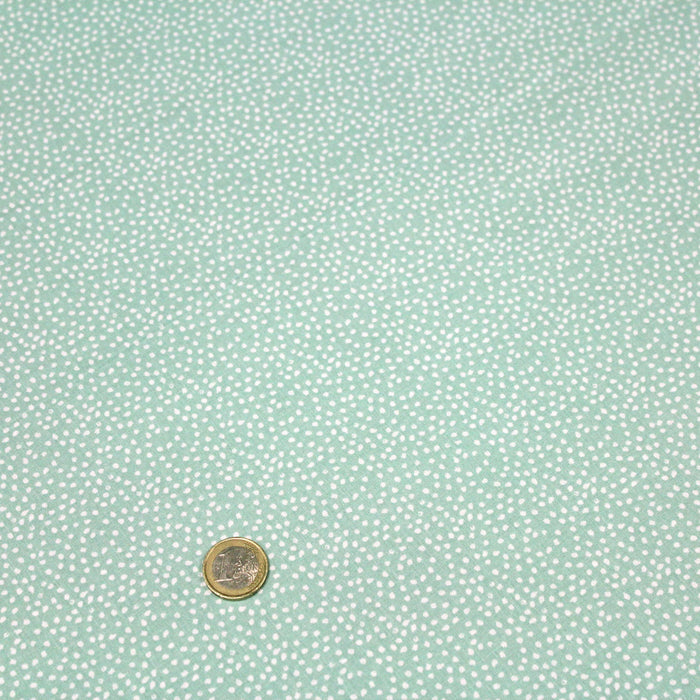 Tissu de coton à petits points blancs, fond vert menthe à l'eau - OEKO-TEX® - tissuspapi