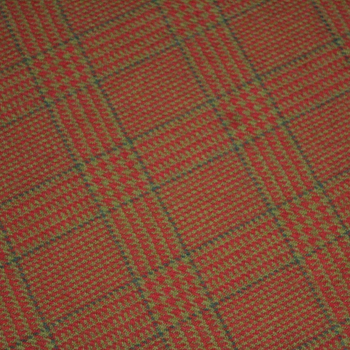 Tissu lainage tartan à carreaux vert olive & rouge - Fabrication italienne - tissuspapi