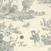 Tissu de coton demi-natté toile de Jouy traditionnelle, grande largeur 280cm, fond écru & motif vert - Scène de pêche - Oeko-Tex - tissuspapi