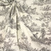 Tissu de coton demi-natté toile de Jouy traditionnelle, grande largeur 280cm, fond écru & motif noir - Scène de pêche - Oeko-Tex