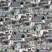 Tissu de coton Les toits de Paris & chats noirs, tons gris, blancs & verts - Oeko-Tex - tissuspapi