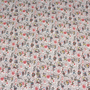 Tissu de coton ALICE au lapin blanc & au jeu de cartes, fond gris clair - Oeko - Tex - TissusPapi.com