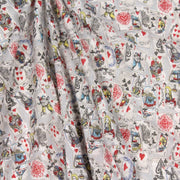 Tissu de coton ALICE au lapin blanc & au jeu de cartes, fond gris clair - Oeko - Tex - TissusPapi.com
